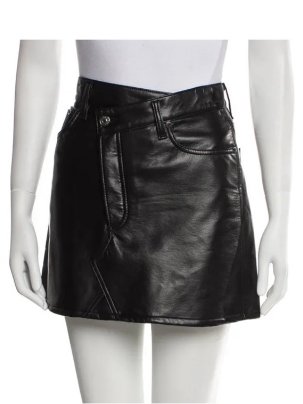 AGOLDE Black Recycled Leather Mini Skirt sz 30 (read desc)